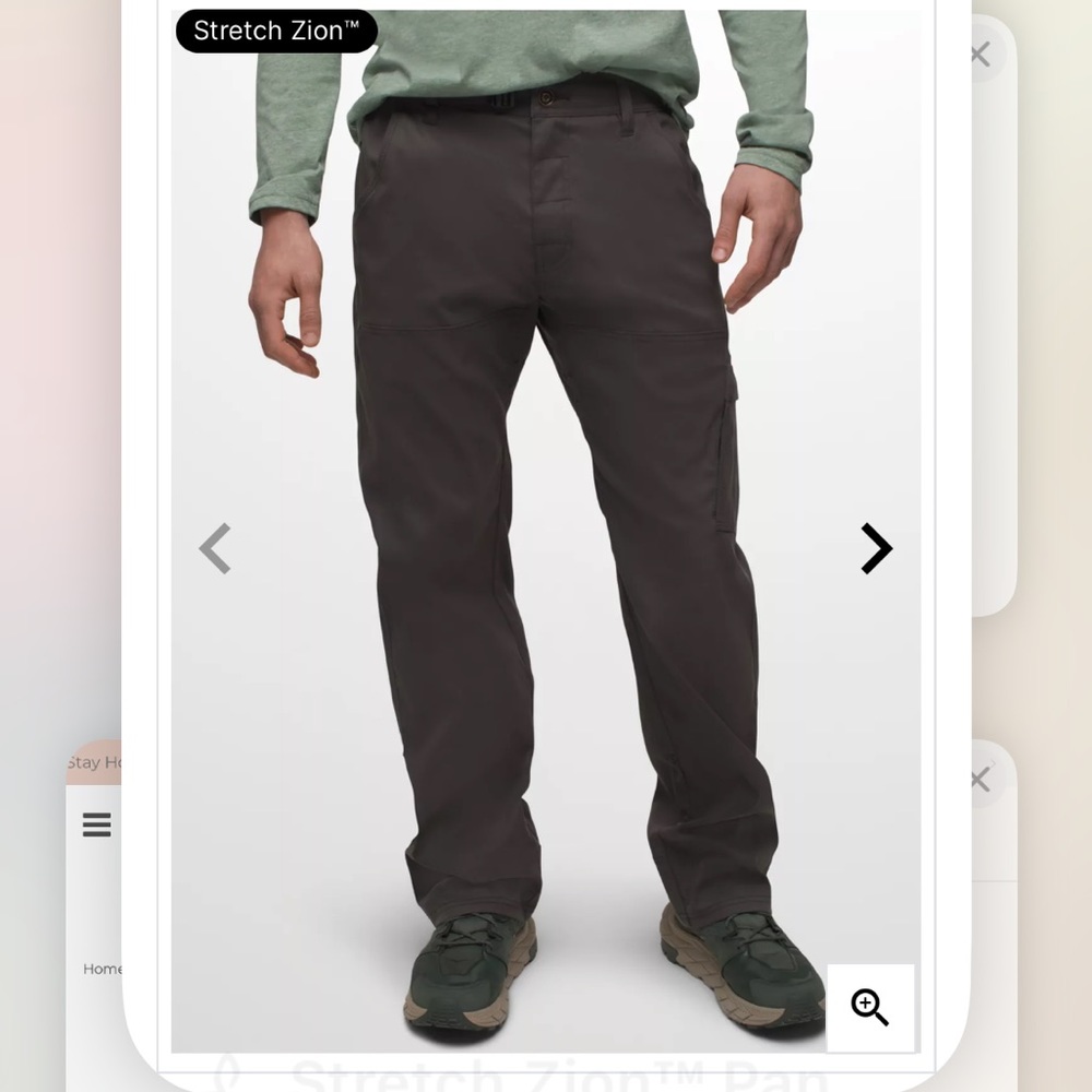 Men’s Prana Stretch Zion Pants in Dark Iron - Size 33